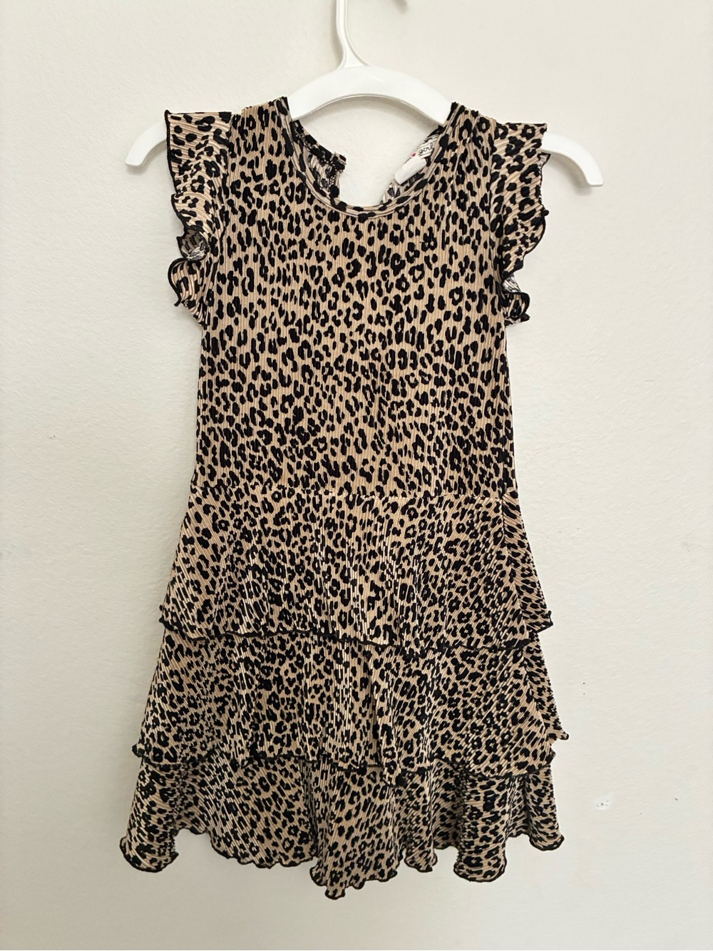 Dreamgirl Leopard Tiered Ruffle Dress - Beige & Black